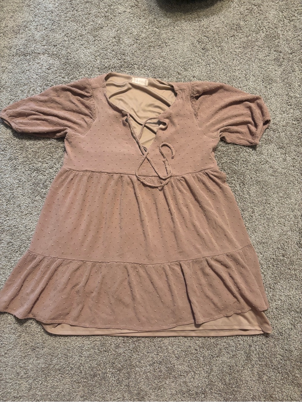 Altar'd State Brown Dot Ruffle Tie-Front Mini Dress